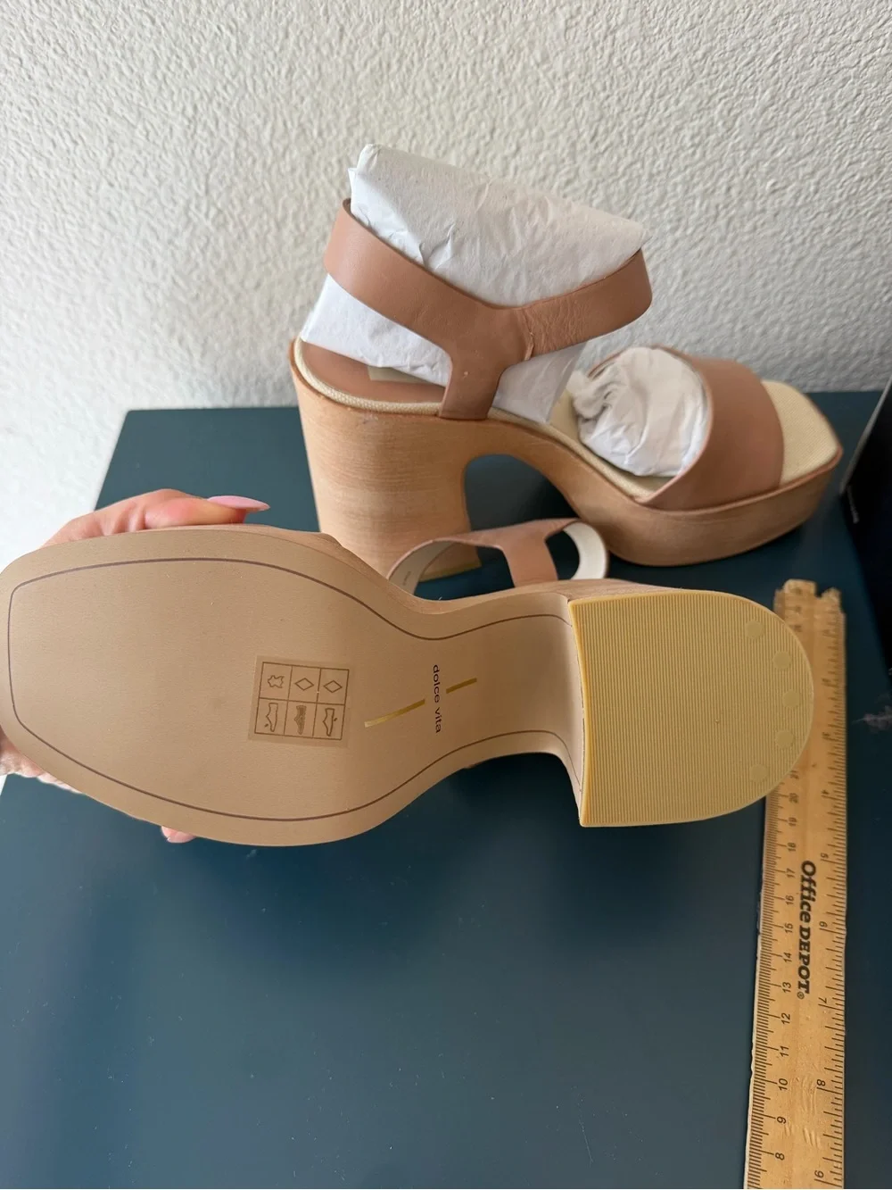 Dolce Vita Cafe Tan Platform Sandals with Chunky Wood Heel- Wallis Shoe